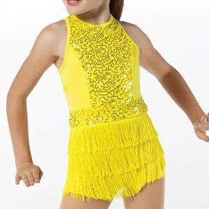 Girls Dance Tap Jazz Hip Hop Fringe shorts one piece sequence costume
